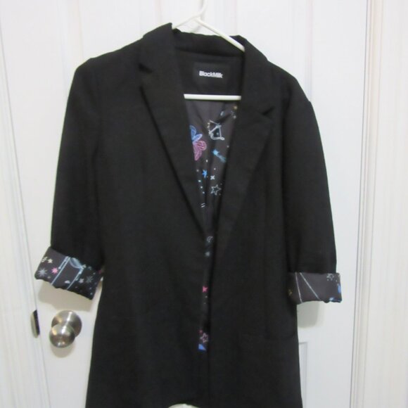 Blackmilk Black Blazer Size 14 Constellation Galaxy print lining - Picture 5 of 13